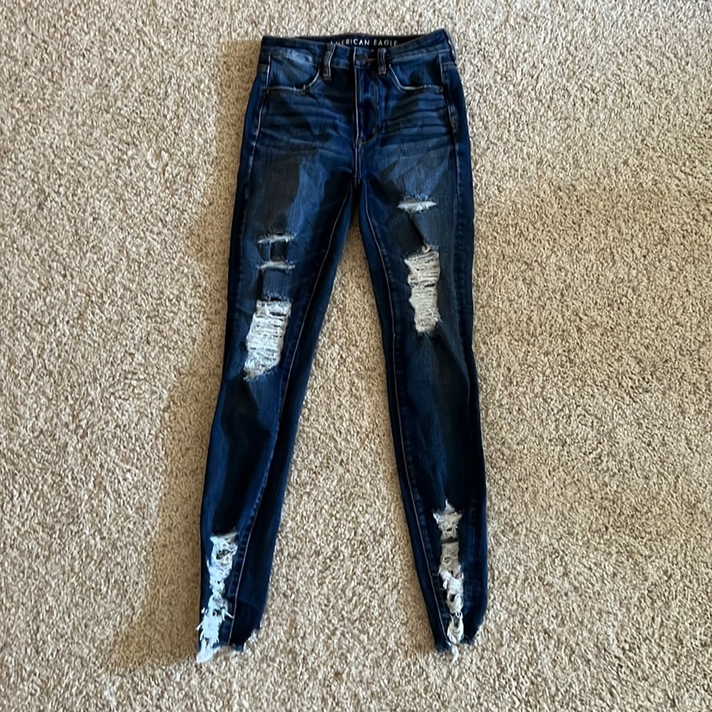 American Eagle Dark wash distressed skinny jeans